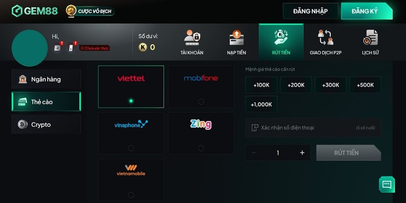 Các bước rút tiền Gem88 đơn giản cho người chơi