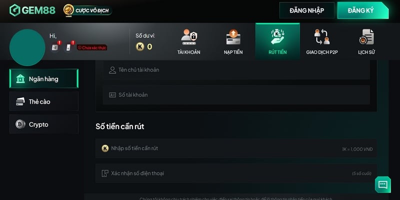 Những phương thức rút tiền Gem88 tiện lợi nhất 